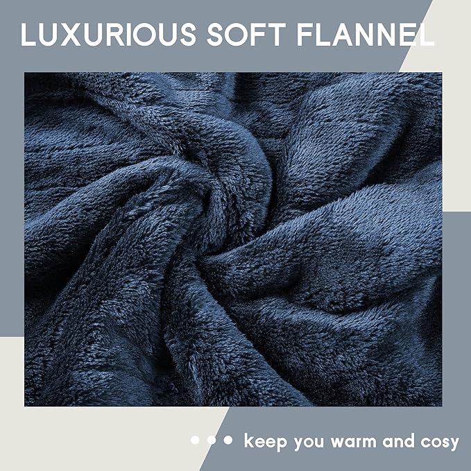 Heated Blanket Electric Blanket Full Size 72''x84'' with 5 Heating Levels, 10 Hour Auto Shut Off, Machine Washable, Flannel & Sherpa Soft Warming Blanket for Couch, Bed, Office - Navy Blue