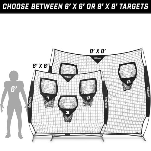 GoSports 8 x 8 ft Football Throwing Net - Black