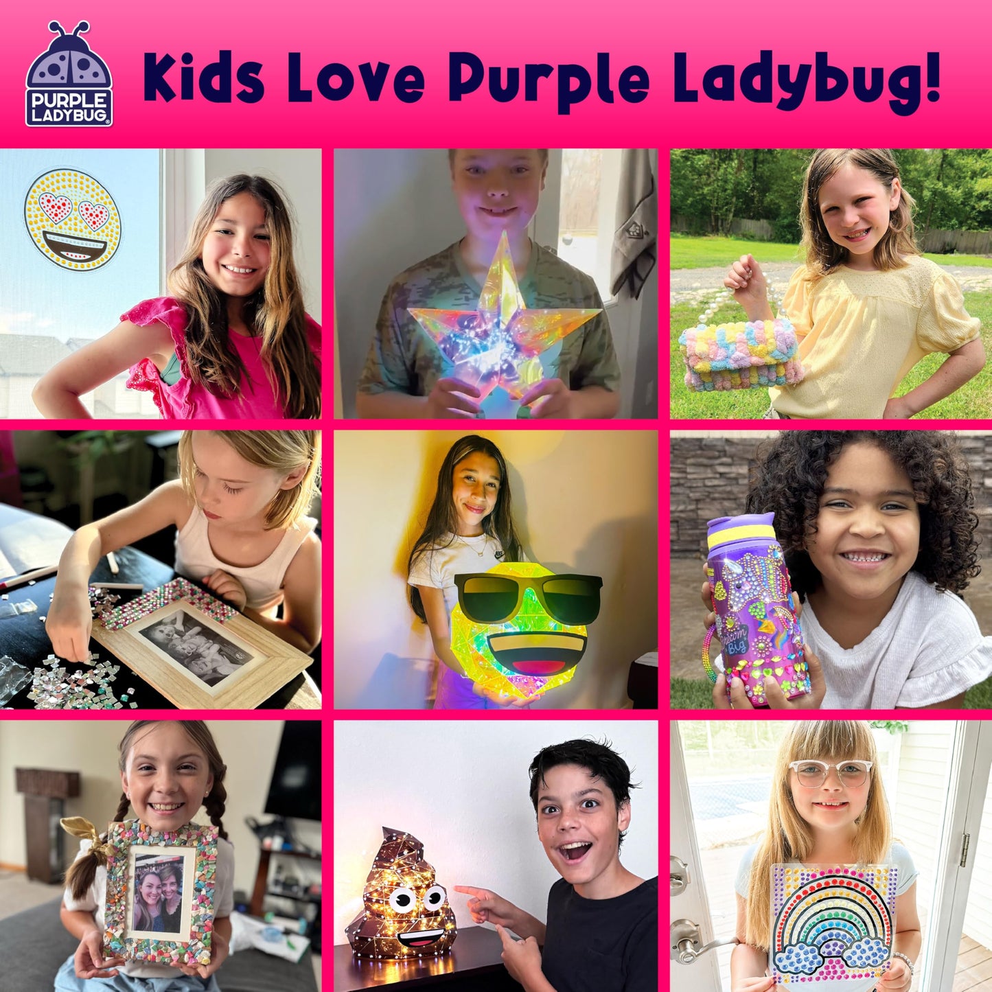 PURPLE LADYBUG Paint Pouring DIY Clock Kit - Creative Kids Painting Kit - 6 7 8 9 10 11 12 Year Old Girl Gift Ideas, Birthday Gifts for 8 Year Old Boys & Gifts for Teen Girls - Fun Crafts for Kids 6-8
