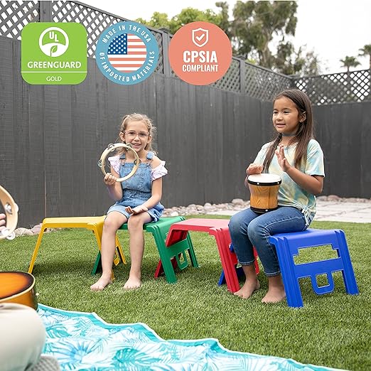 ECR4Kids Linking Stool Set, Flexible Seating, Assorted, 4-Piece