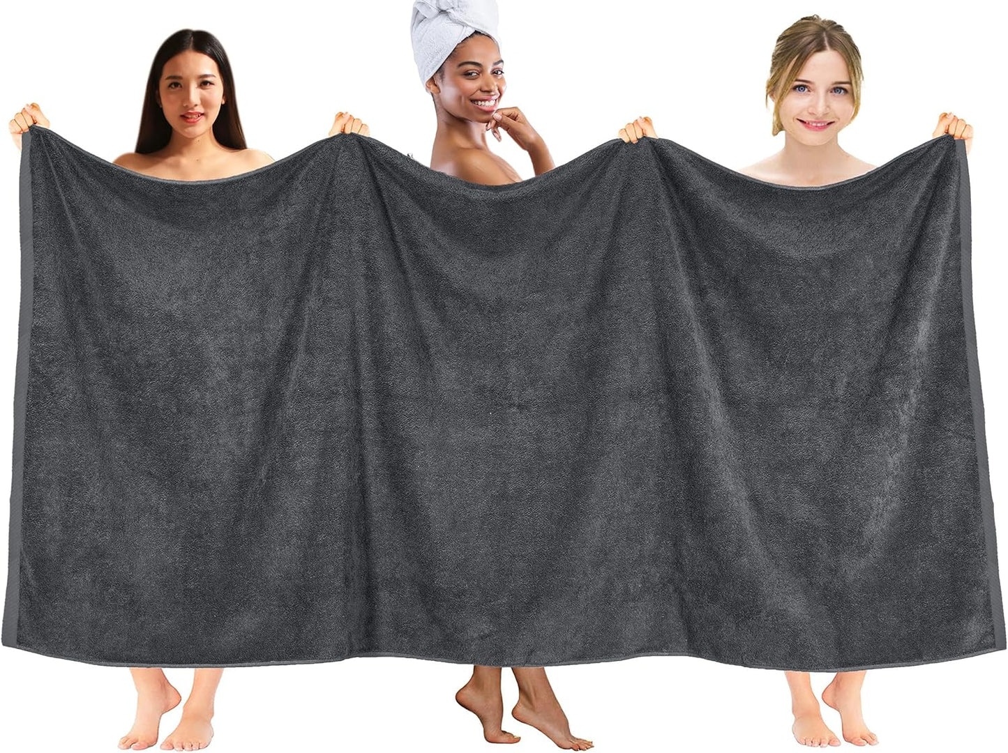 DAN RIVER Pack of 1 Bath Sheet 40x80 Inches, Extra Large Bath Towels Oversized, Absorbent Cotton Towels for Bathroom - Dark Gray