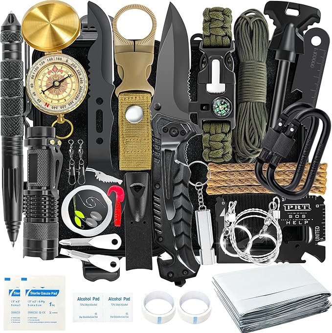 Survival Kits 37 in 1, Gifts for Men Dad Husband Valentine's Day, Emergency Survival Gear and Equipment, Camping Hiking Ou...