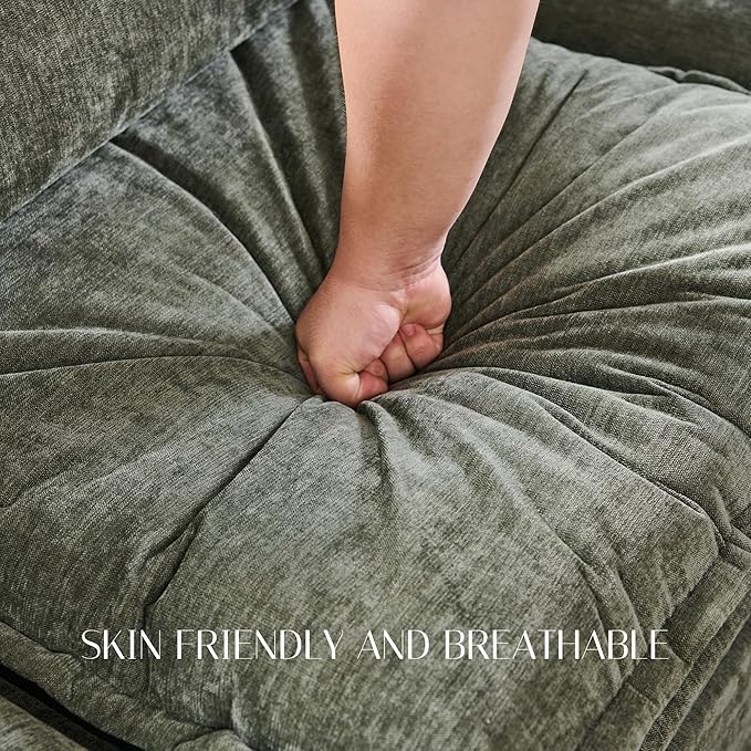 112.6" Sectional Couches for Living Room, Cloud Couch Sectional with Large Storage, U-Shape Modular Sectional Sofa with Ottoman, 6 Seater Chenille Sofa with Pillow for Apartment, Bedroom, Green