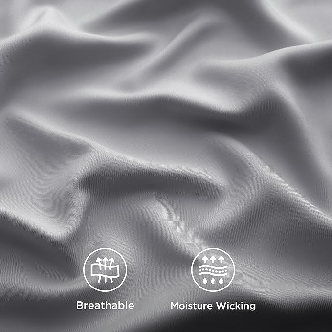 Bedsure King Size Sheet Set, Cooling Sheets, Rayon Derived from Bamboo, Deep Pocket Up to 16", Breathable & Soft, Bed Sheets, Hotel Luxury Silky Bedding for Hot Sleepers, Silver Grey