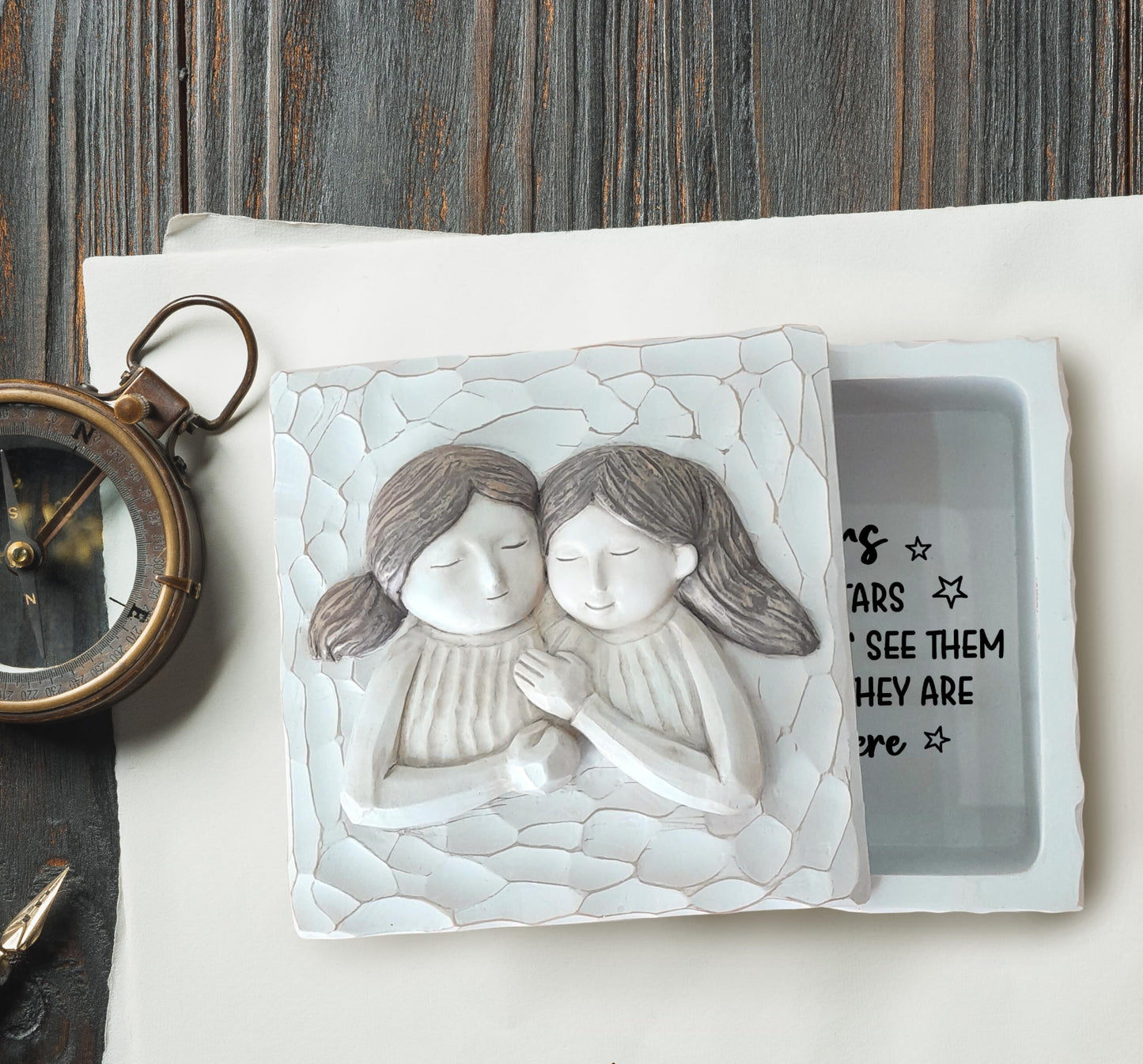 Sisters Keepsake Box Sister Gifts from Sisters Jewelry Box, Memory Box gifts for Sister Birthday Gifts Christmas, Valentine Sister Gifts TNK6