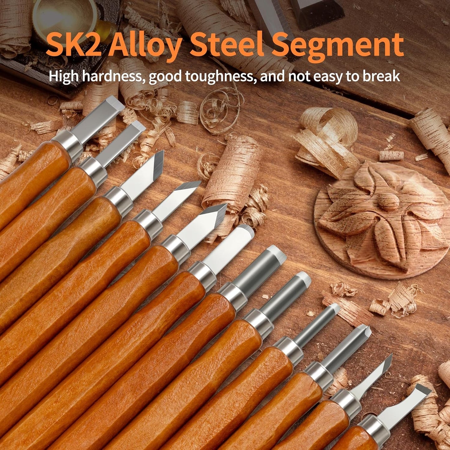 Wood Carving Tools Kit - 12 Pcs Super Sharp and Sturdy Wood Carving Knife Set for Beginners, Professionals, Hobbyists, Artists, and Sculptors - Multipurpose Sculpting, Soap Carving, Pumpkin Carving