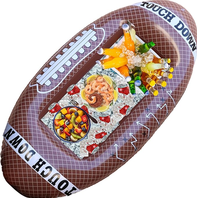 GIFTEXPRESS 1PC Inflatable Football Beverage Cooler for Football Party Decoration, Floating Ice Serving Bar for Sports Par...