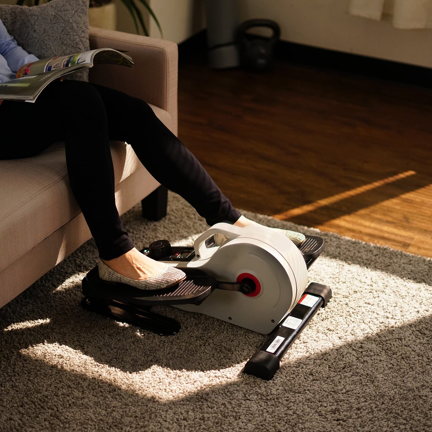 Sunny Health & Fitness Sitting Under Desk Pedal Exerciser, Portable Training Machine for Senior Exercise, Home Workout Elliptical & Bike - SF-E3872