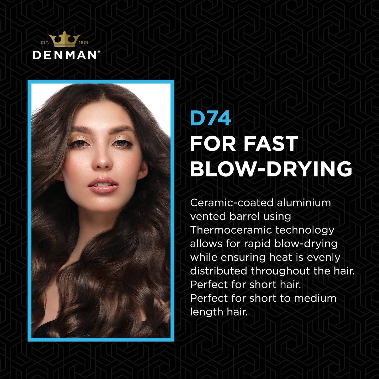 Denman (Small) Thermo Ceramic Hourglass Hot Curl Brush - Hair Curling Brush for Blow-Drying, Straightening, Defined Curls, Volum