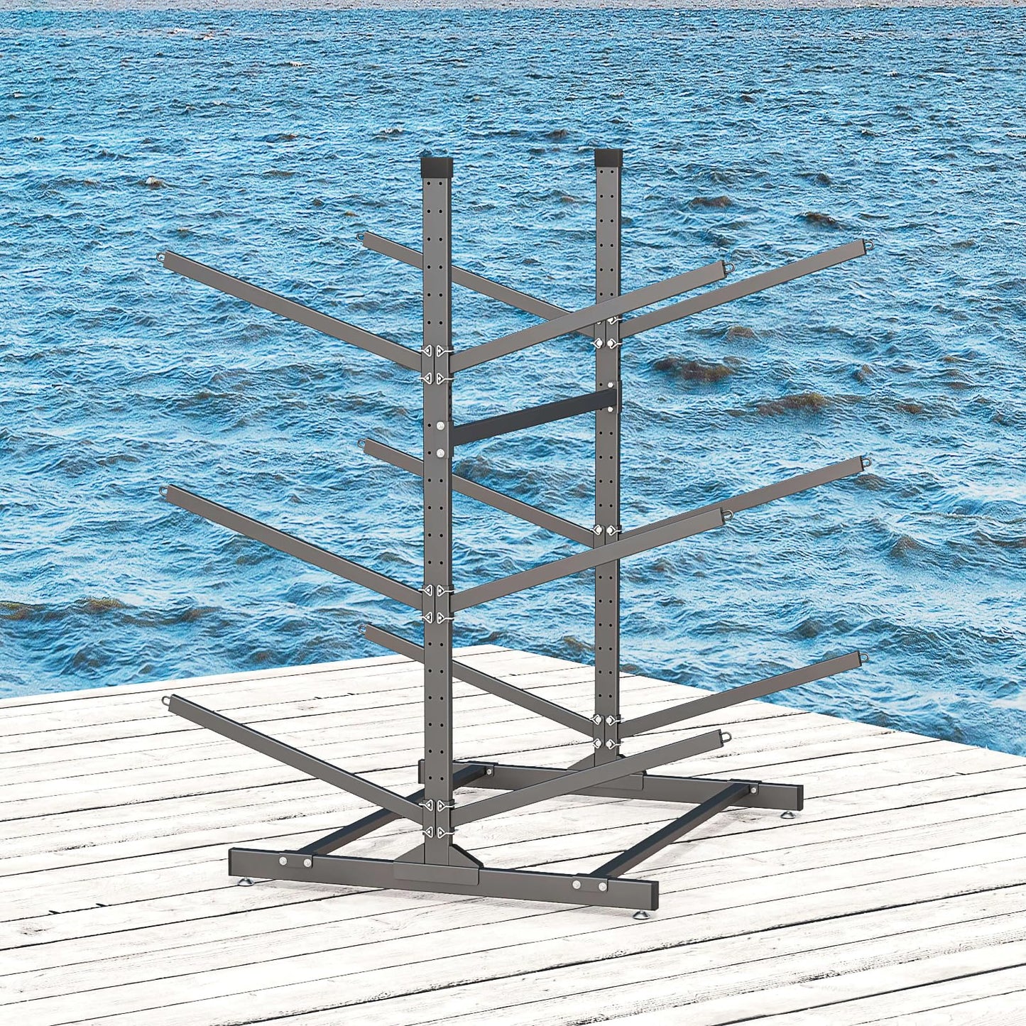 Kayak Storage Rack, Heavy-Duty Metal Kayak Storage Rack Adjustable Freestanding Kayak Stand, Canoe and Paddleboard Kayak Rack for Indoor & Outdoor Use (6 Layers)