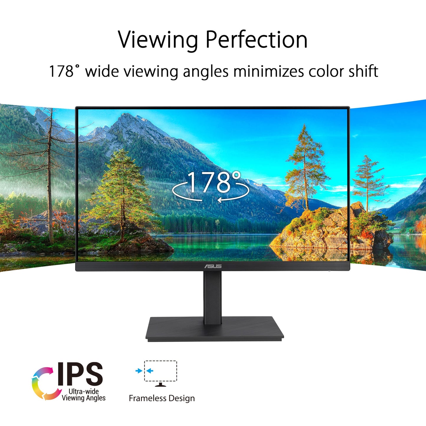 ASUS 24” 1080P Monitor (VA24EQSB) - Full HD, IPS, 75Hz, Built-in Speakers, Eye Care, Low Blue Light, Flicker Free, VESA Mountable, Height Adjustment, Frameless, DisplayPort, HDMI, VGA, USB Hub,Black