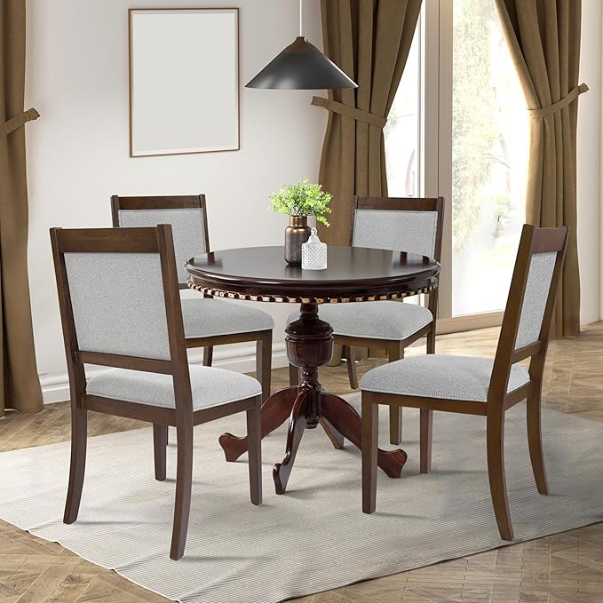 HomePop Open Back Upholstered Wood Frame Dining Chairs - Gray Solid Woven (Set of 2)