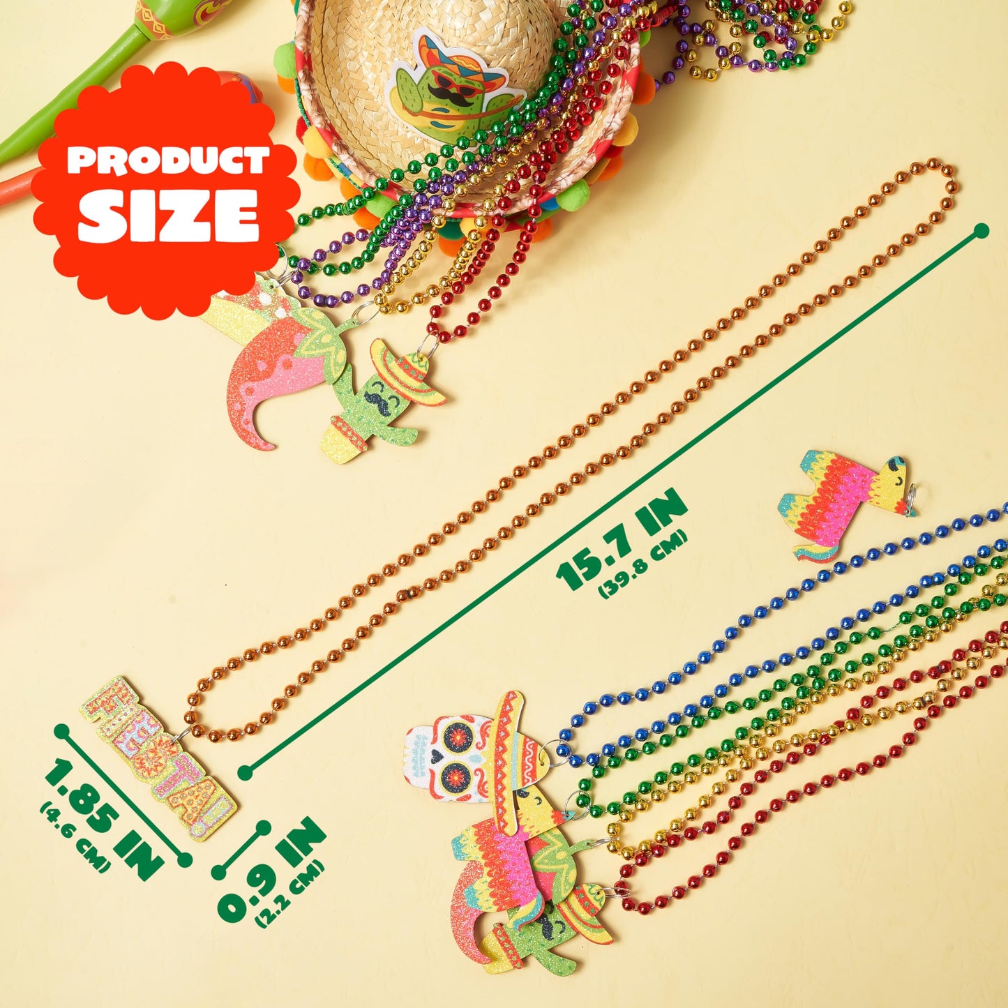 JOYIN 24 PCS Cinco de Mayo Beaded Necklaces for Party Decorations, Fiesta Beaded Necklace for Mexican Themed Bachelorette Party Favors, Photo Props Carnivals Event Decorations