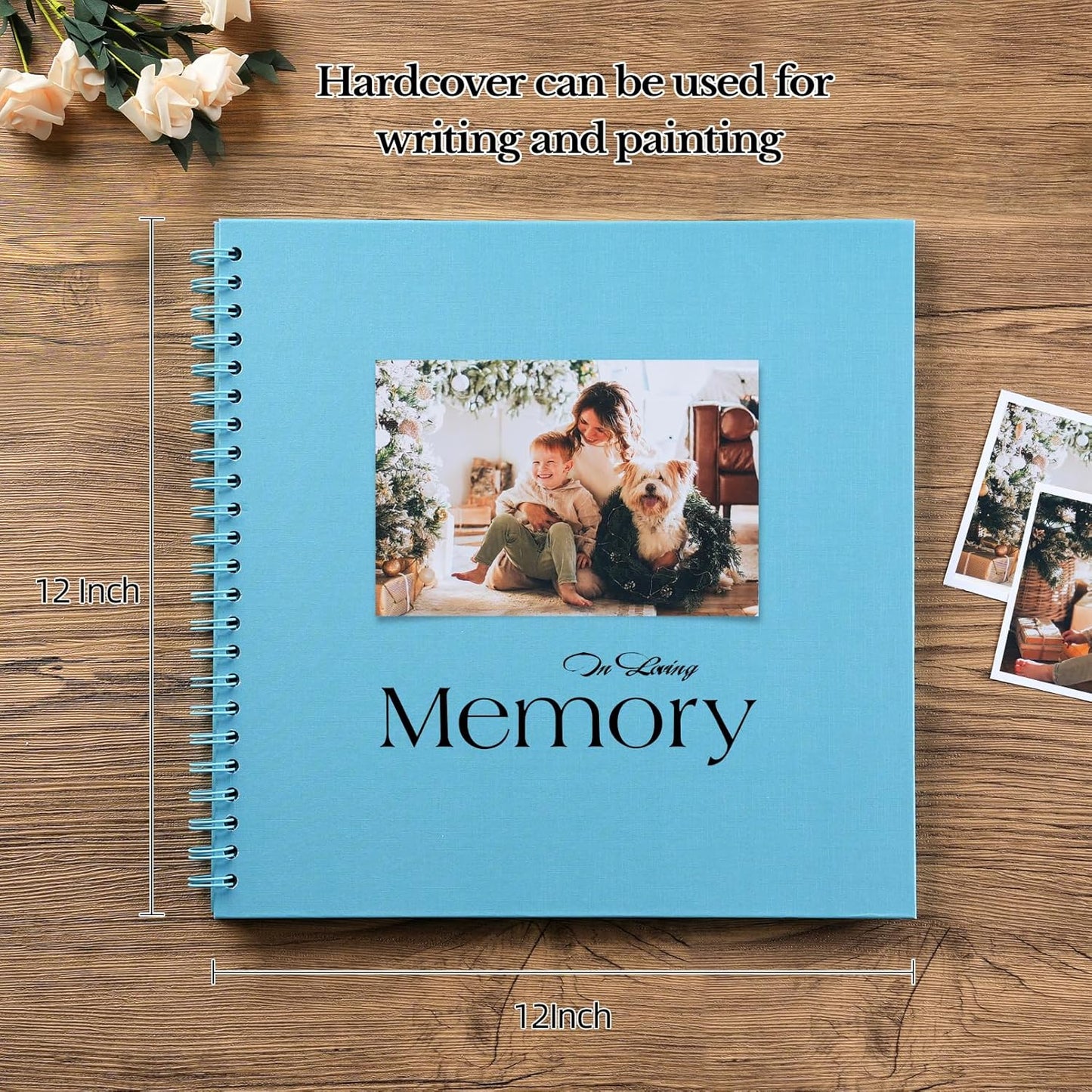 potricher 12 x 12 Inch DIY Scrapbook Album 40 Pages Hardcover Kraft Paper Scrap Book Photo Albums Memory Book for Wedding and Anniversary Family (Blue, 12 Inch)