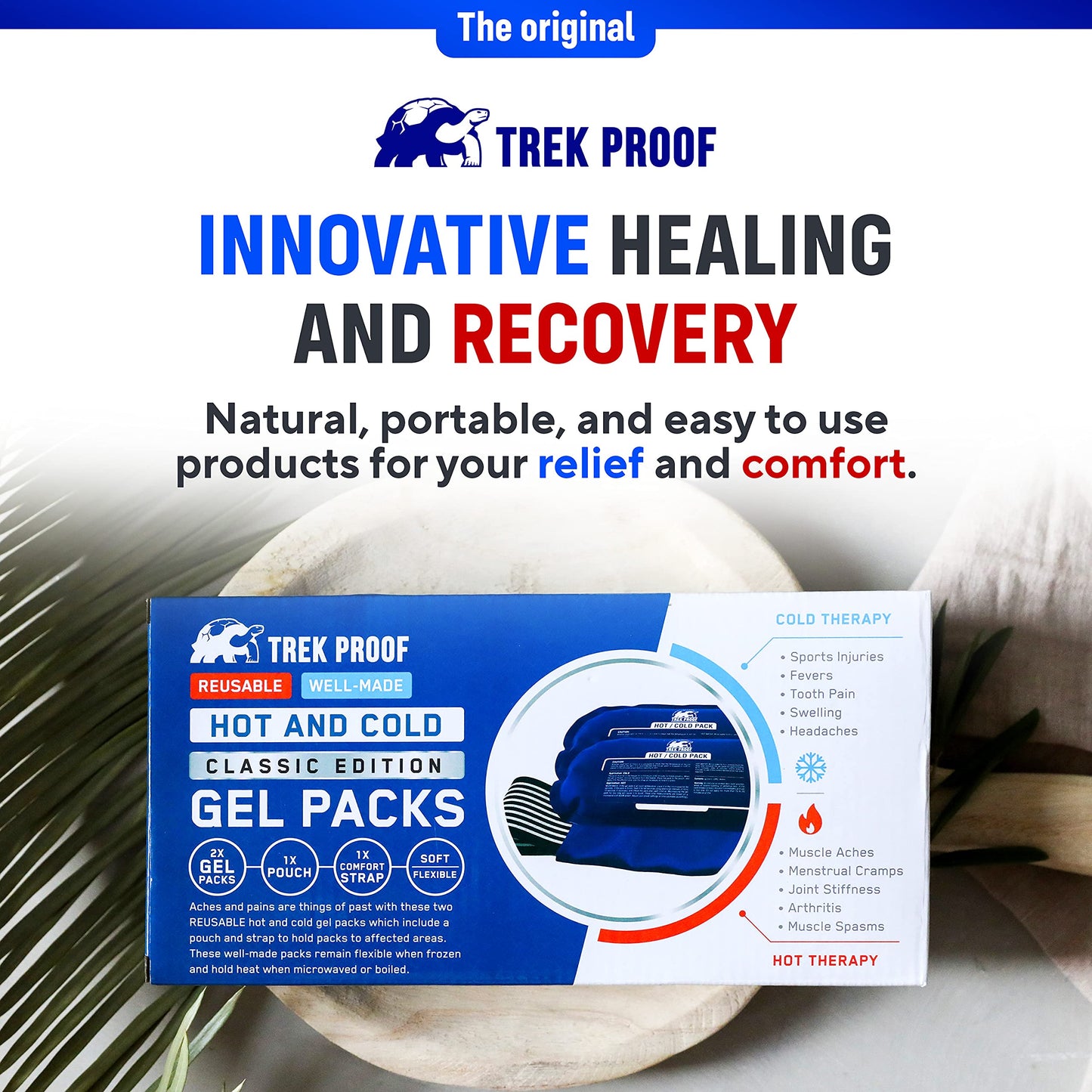 Ice Packs for Injuries Reusable (3-Piece Set) – Hot and Cold Ice Pack Therapy Gel Wrap Support – Supports Recovery, Joint and Muscle Pain – Knees, Back & More (3 Piece Set - Classic)