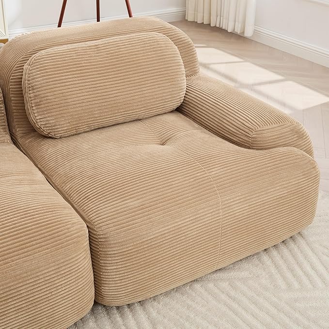 SoarFlash 81" Loveseat Sofa, Comfy Deep Seat, No Assembly, Sofa in a Box, Modern Small Couch with Plush Corduroy Fabric for Living Room, Bedroom, Apartment, Home Office, Camel