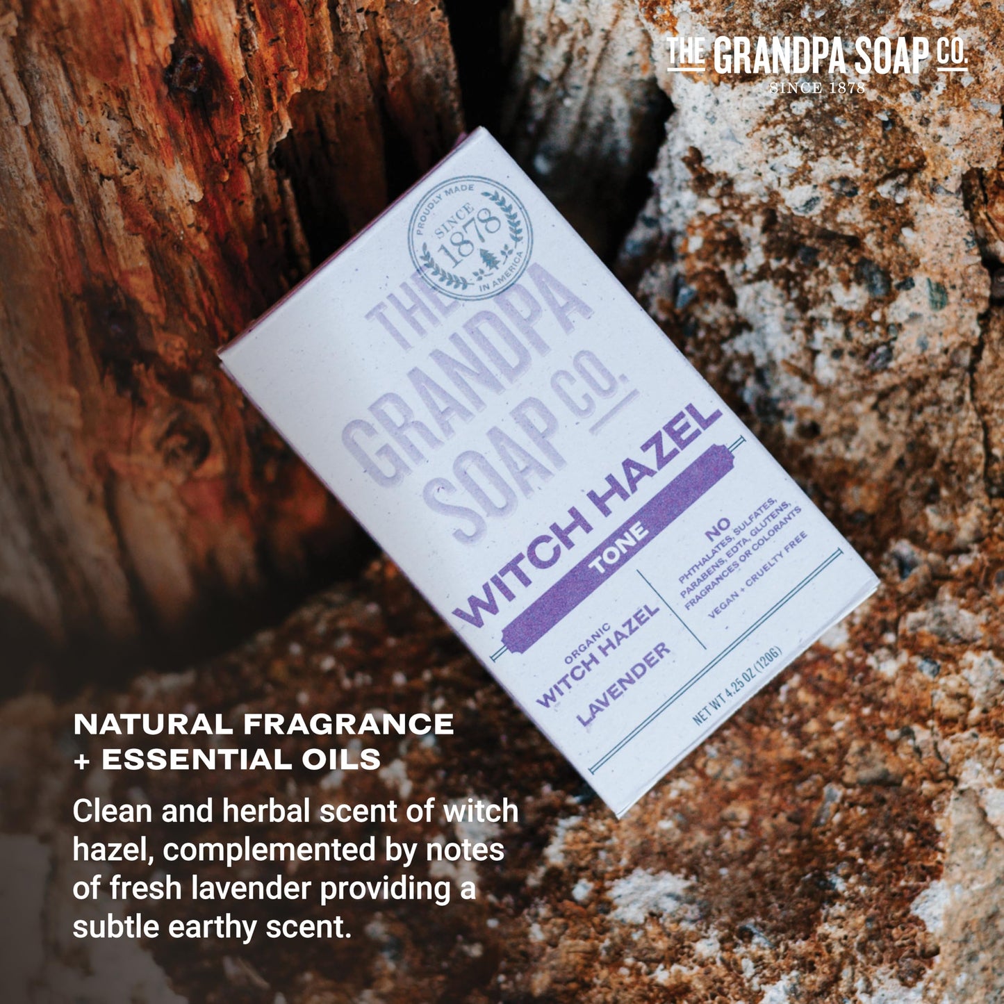The Grandpa Soap Company Witch Hazel Bar Soap - Gently Tones Skin, With Witch Hazel and Lavender, Provides a Relaxing Effect, Ve