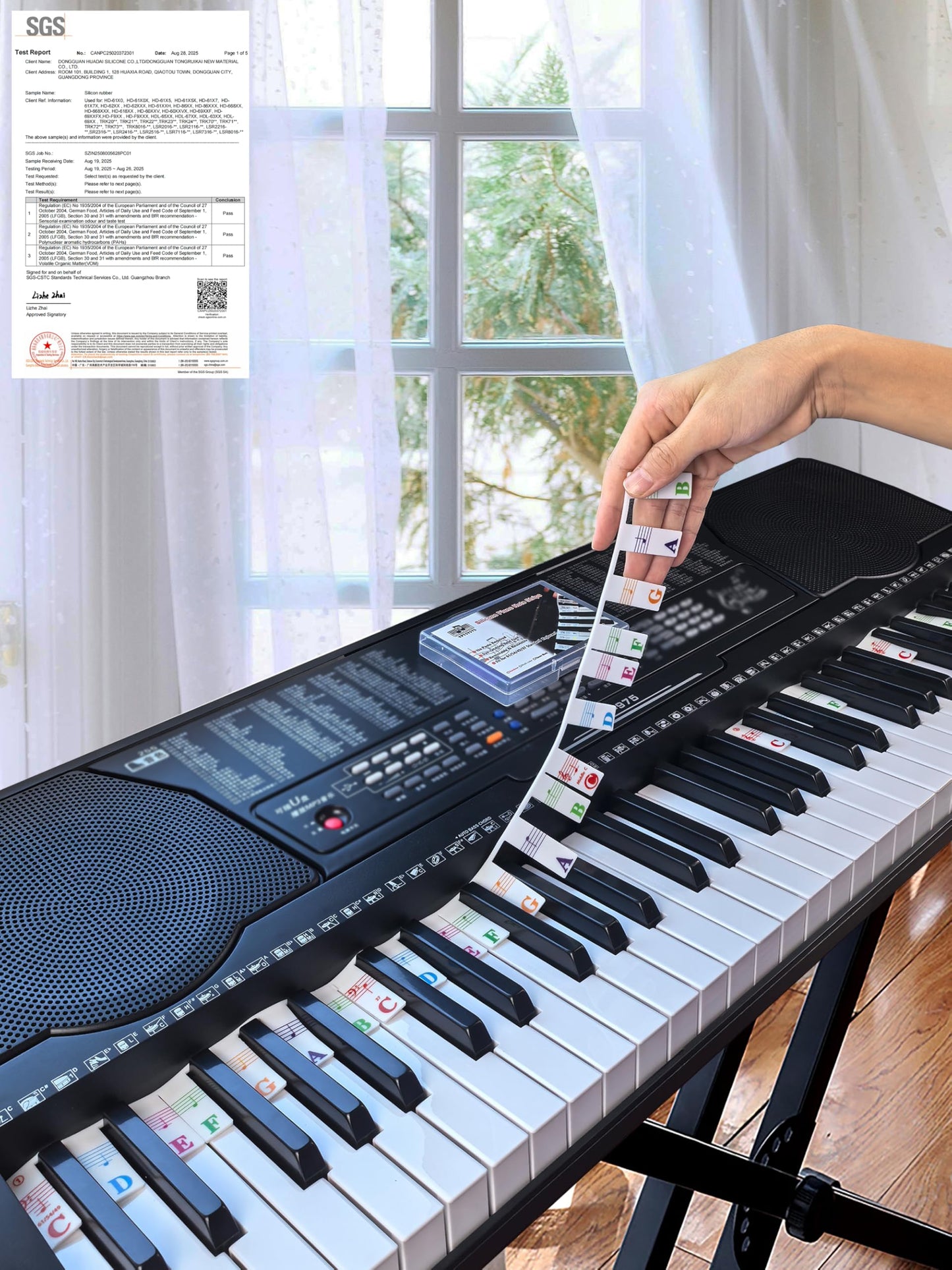 Piano Notes Guide for Beginner, Removable Piano Keyboard Note Labels for Learning, 61-Key Standard Full-Size, Made of Silicone R