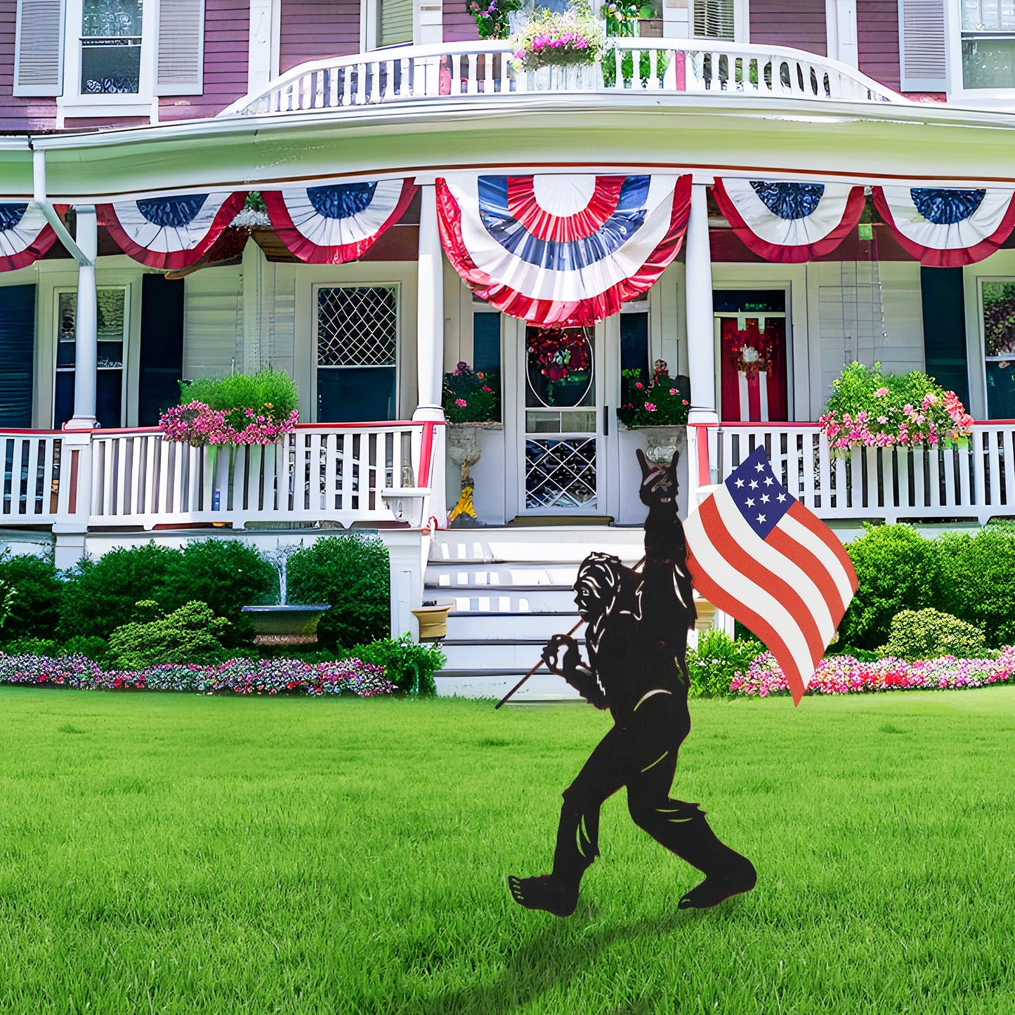 TT & MM Bigfoot Yard Decor Metal Garden Stakes,Big Foot Sasquatch Gifts for Men/Women,Patriotic Decorations Outdoor Bigfoot Silhouette Statues for Yard Art,Patio,Lawn