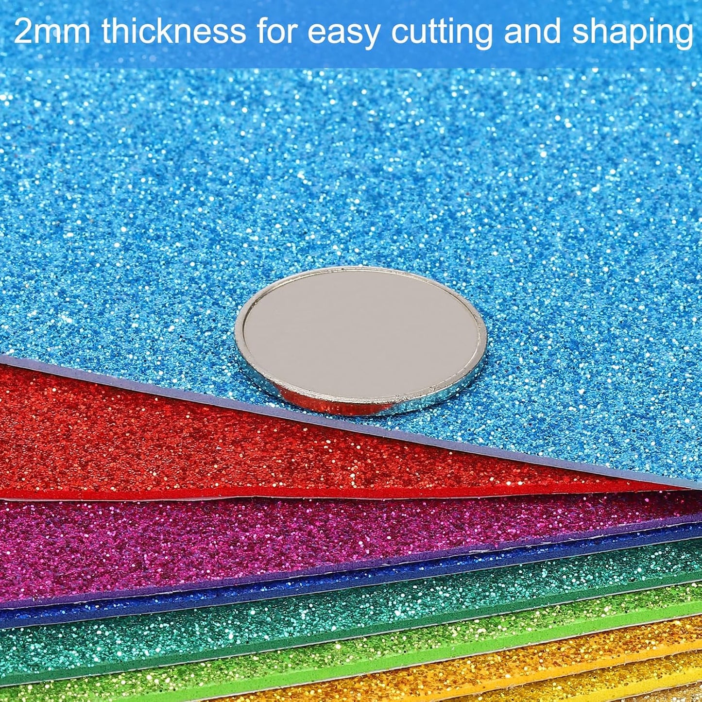 PATIKIL 2mm(1/10") Thick Non Adhesive Glitter Foam Sheet 16x24inch(40x60cm) Coffee, EVA Shiny Foam Board for Craft, 6 Pcs