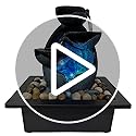 Indoor Tabletop Water Fountain, Resin Zen Meditation Waterfall Fountain with ON/Off Switch, Indoor Waterfall Feature with ...