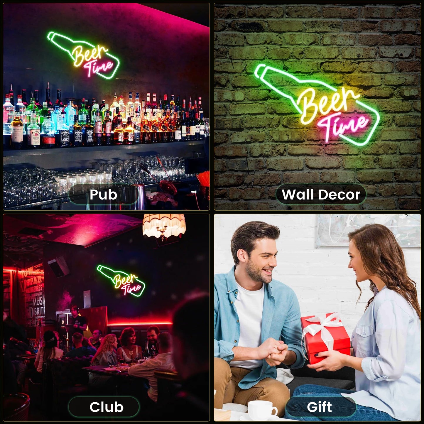 Kavaas Beer Time Beer Neon Sign 16.9" x 7.6", Neon Beer Signs for Man Cave, Home Bar, Pub, Wall Decor - Best Gifts for Beer Lovers, Birthday, Christmas