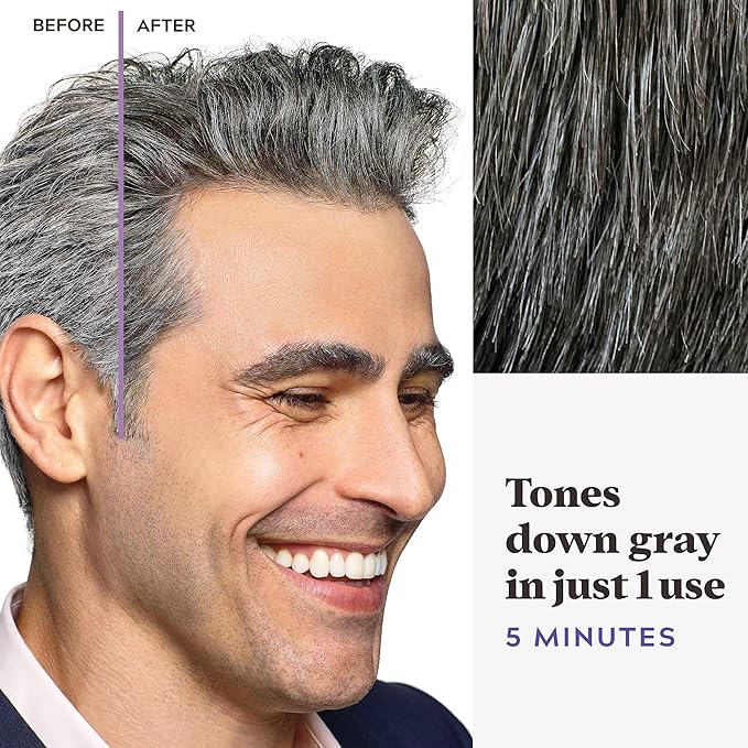 Just For Men Touch of Gray, Mens Hair Color Kit with Comb Applicator for Easy Application, Great for a Salt and Pepper Look - Dark Brown, T-45, Pack of 3