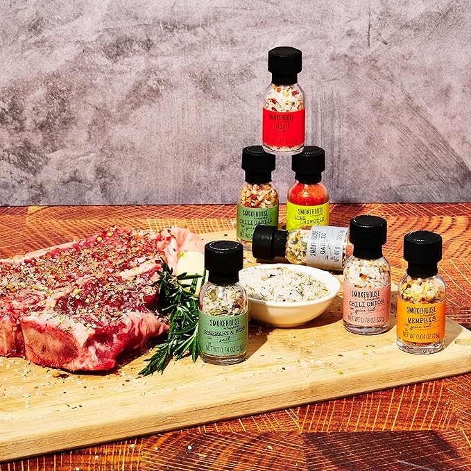 Smokehouse by Thoughtfully, Gourmet Ultimate Grilling Spice Set with Father’s Day Wrap, Includes 20 BBQ Seasonings & Rubs Like Chili Garlic, Italian, and Cajun, Gift for Dad