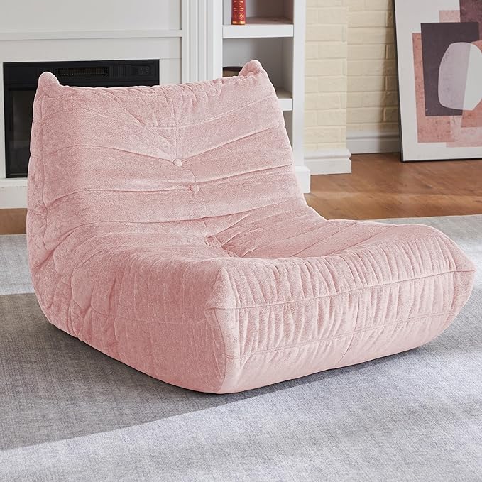 HABUTWAY Bean Bag Chair, Giant Bean Bag Chairs for Adults, Bean Bag Sofa with Filler Faux Fur, Memory Foam Bean Bag Couches Fireside Lazy Sofa for Living Room, Bedroom, Office (Pink)