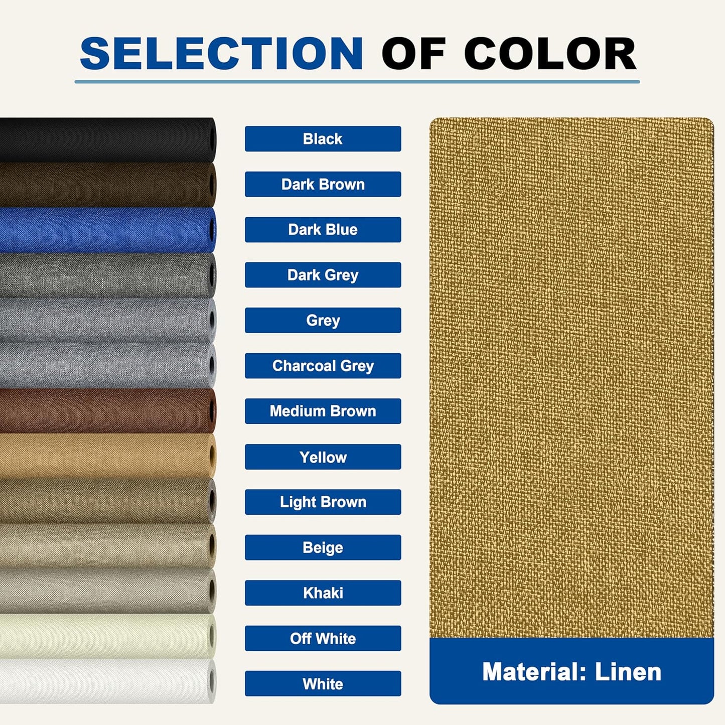 KING MOUNTAIN Linen Repair Patches, Self-Adhesive Linen Fabric Patches, 4 X 63 inch Extra Size, Multi Color, Can be Used for Linen Sofa Repair and Linen Clothes Repair (Yellow)