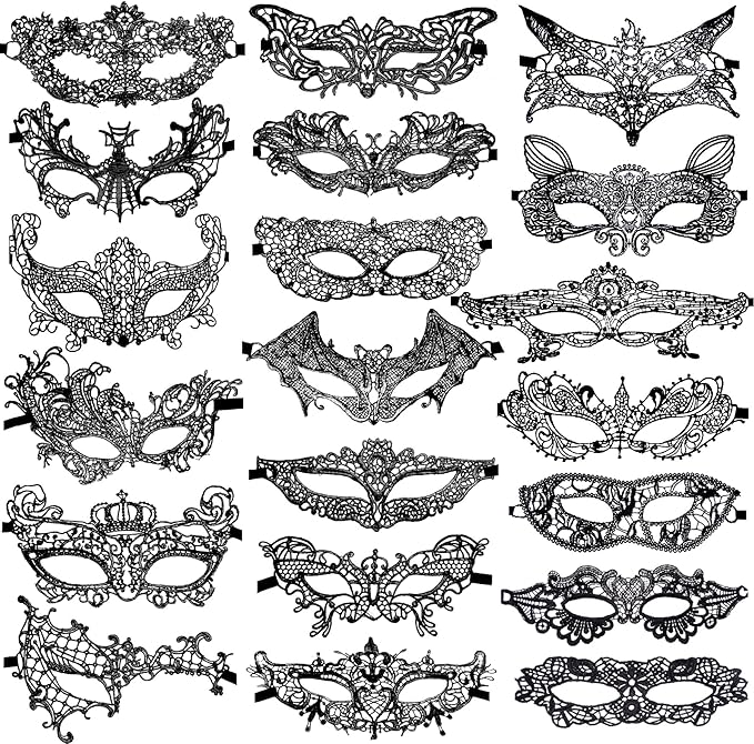 SIQUK 20 Pieces Lace Masquerade Mask Women Venetian Masks