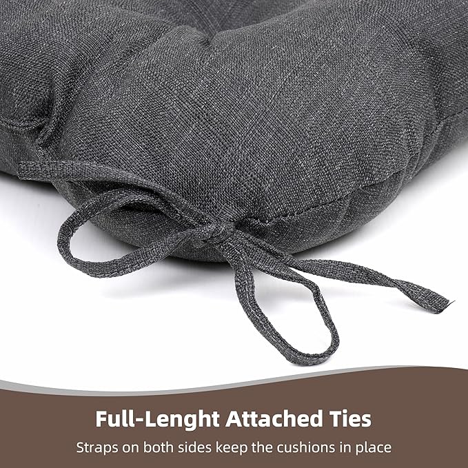 RACE LEAF 4 Pack Patio Chair Cushions 19x19 Inch, Thickened Waterproof Cushions with Stain Resistant Cover and Non-Slip Ties for Patio Furniture (Gray)