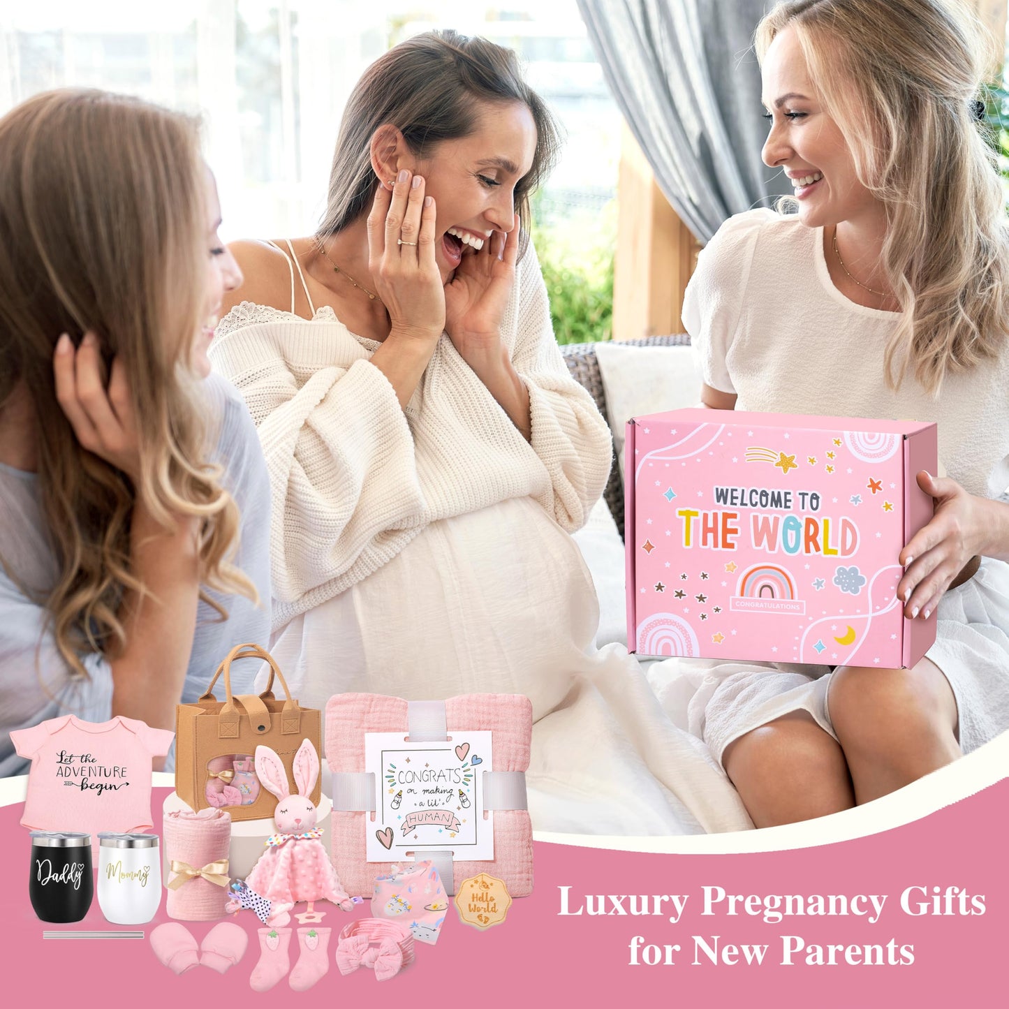 Oazoxro New Mom Gifts for Women, Pregnancy Gift for New Parents Gender Reveal Gifts with Mom and Dad Tumbler Set for First Time Moms