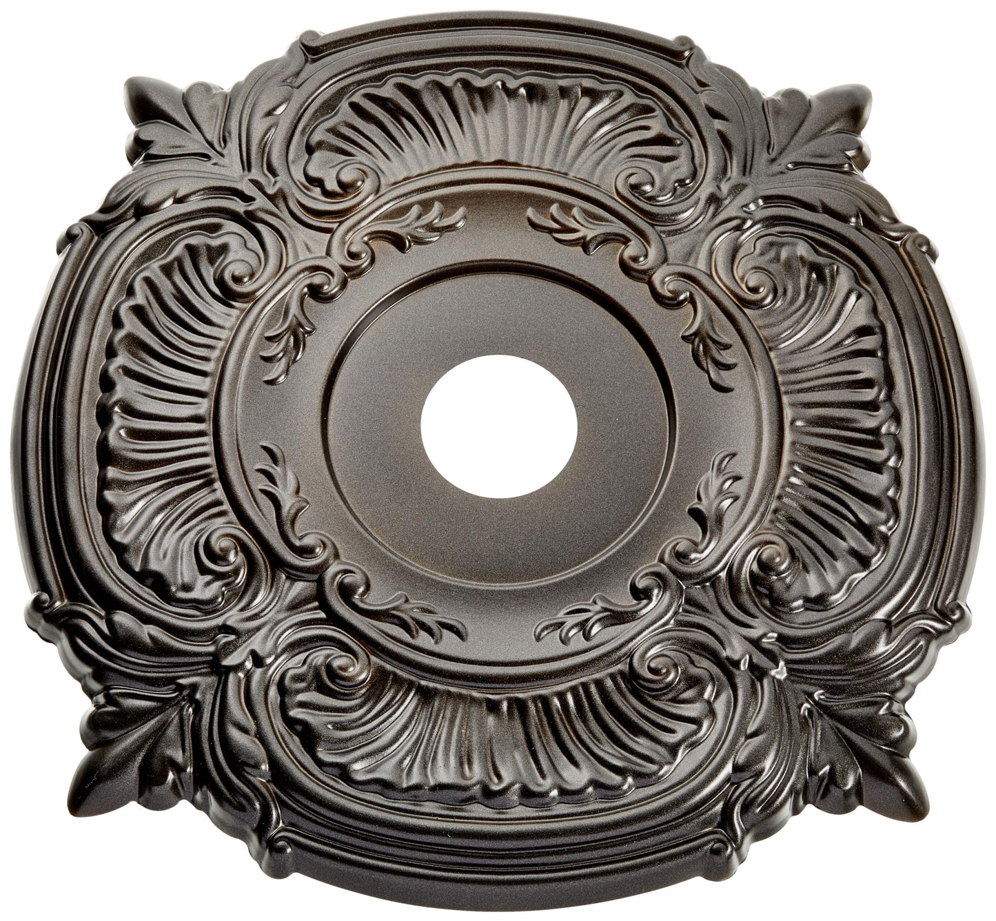 22Od X 3 1/2Id X 1P Attica Thermoformed Pvc Ceiling Medallion (Fits Canopies Up To 7 3/4), Metallic Black Night