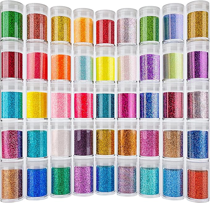 Ultra Fine Glitter 45 Colors Set, Holographic Glitter Powder for Tumblers, Arts and Craft Glitter, Iridescent Glitter for ...