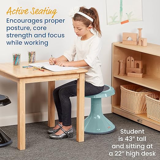 ECR4Kids ACE Active Core Engagement Wobble Stool, 15-Inch Seat Height, Flexible Seating, Seafoam
