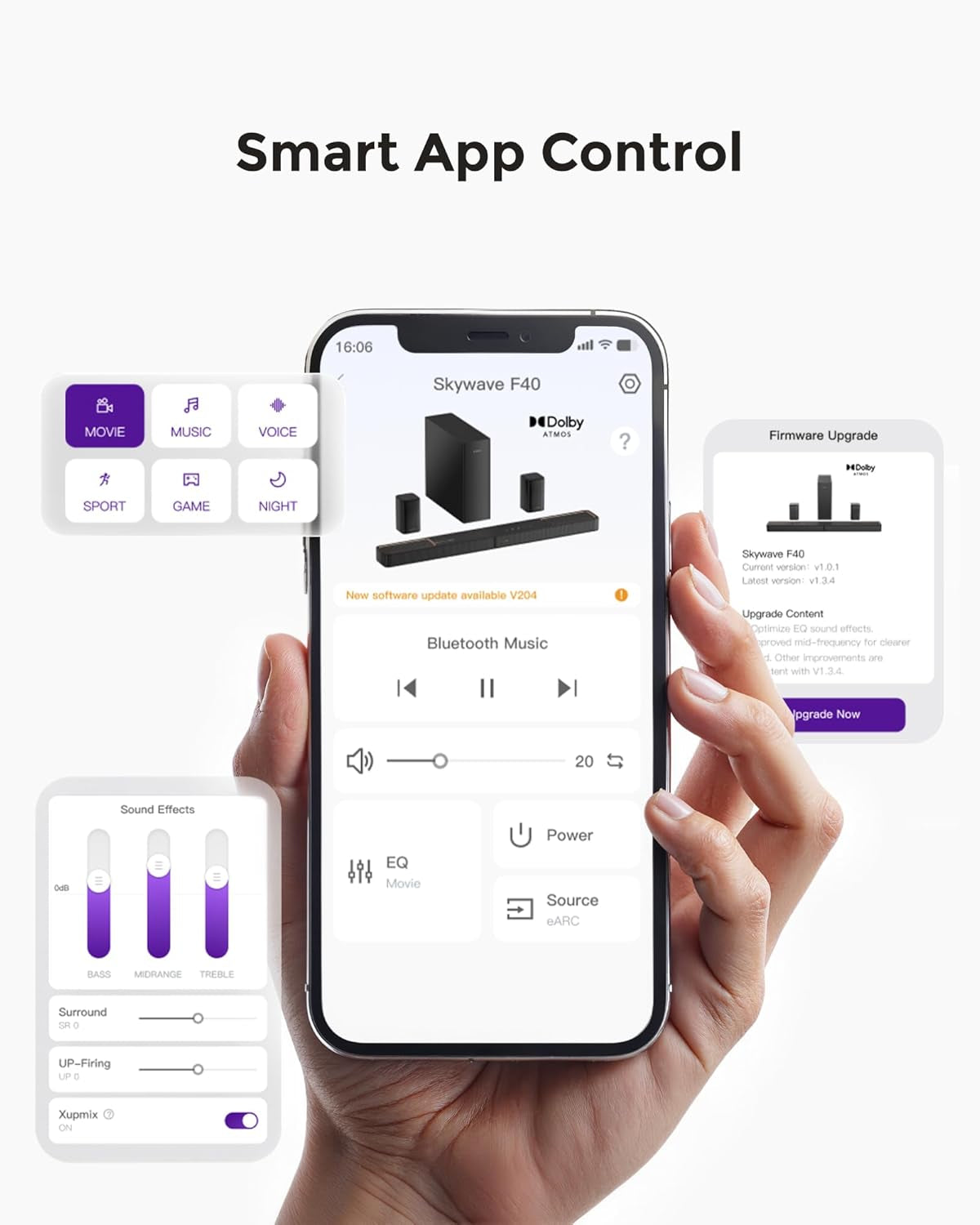 5.1.2Ch Sound Bar with Dolby Atmos, Surround Sound System for TV with 2 Surround Speakers, Sound Bar for Smart TV, Soundbar for Home Theater, BT 5.4, HDMI Earc, Skywave F40 (New, 2025 Model)