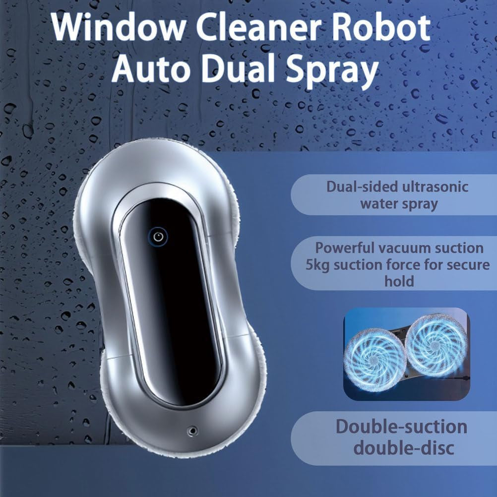 Window Cleaner Robot Auto Dual Spray,Automatic Window Cleaning Robot with Intelligent Path Planning,Edge Detection Technology, Remote Control,Window Cleaner All Smooth Surfaces