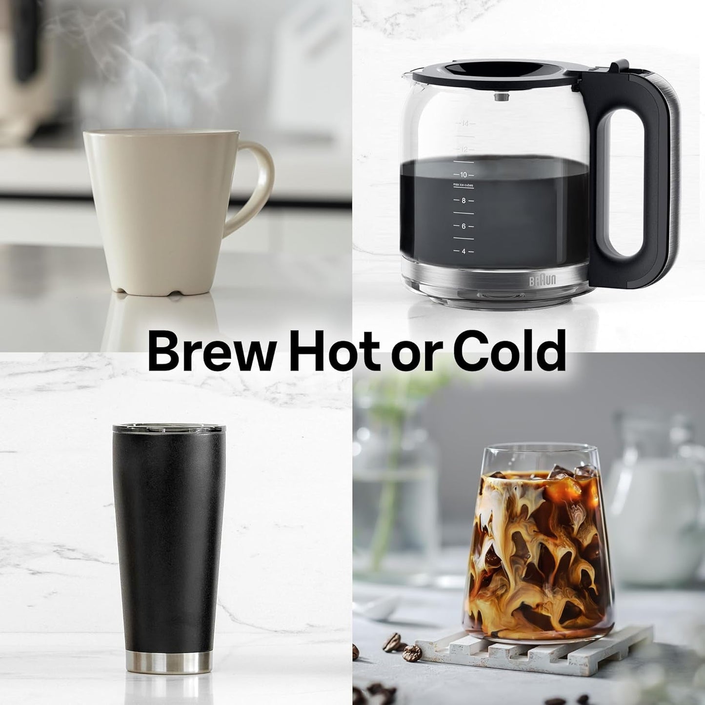 Pureflavor 14‑Cup Programmable Coffee Maker – Fast Brew Speed, Touch Display, Bold & Brew‑Over‑Ice Modes, Flavorcarafe & Adjustable Warm Plate