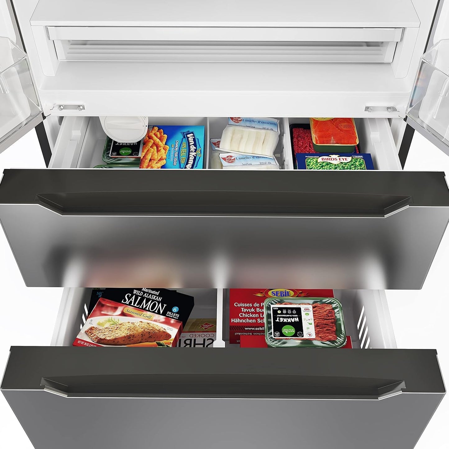 Counter Depth French Door Refrigerator with Ice Maker, 4 Door Stainless-Steel Fridge - 22.5 Cu.Ft