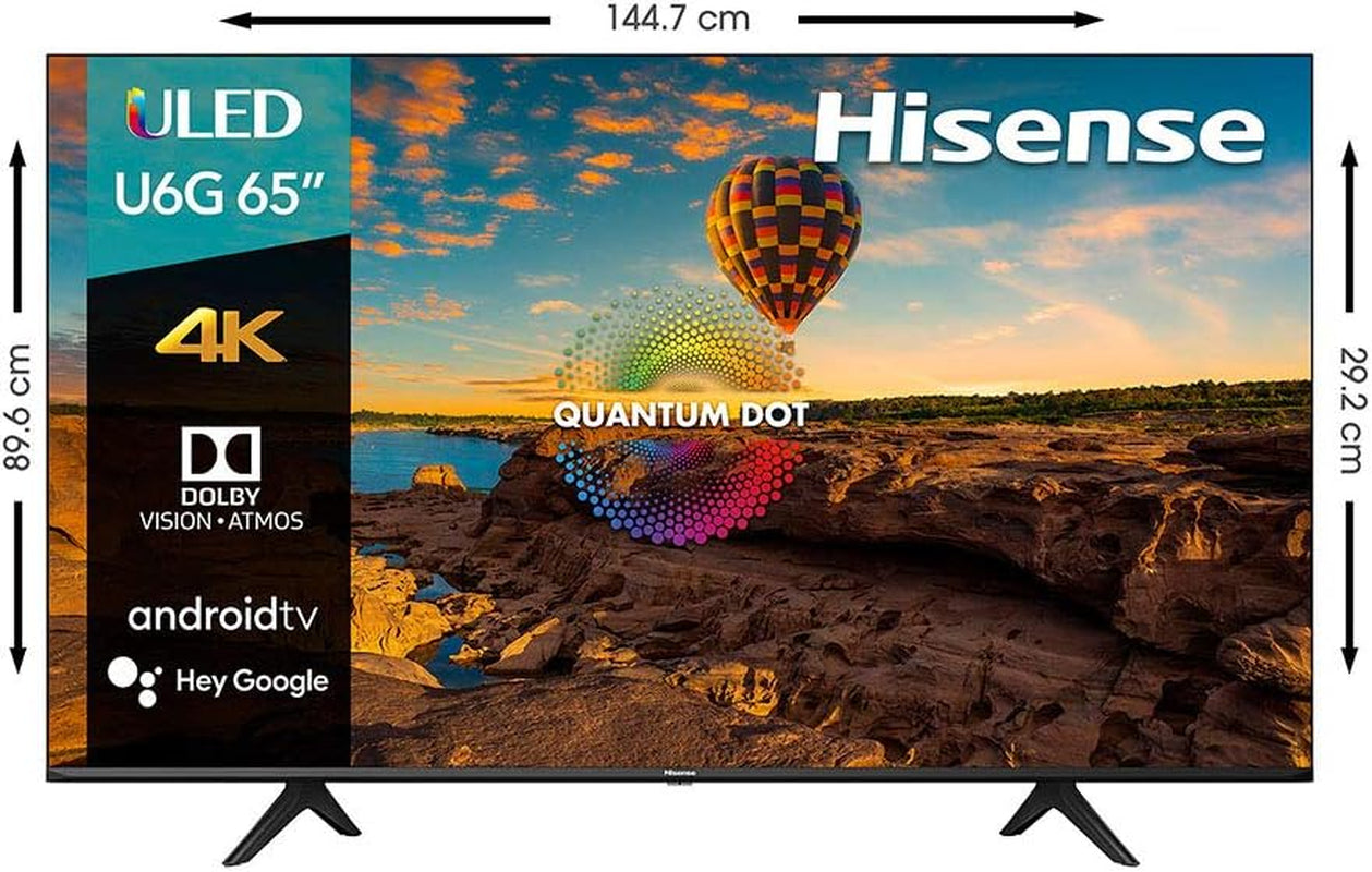 ULED 4K Premium 65U6G Quantum Dot QLED Series 65-Inch Android 4K Smart TV with Alexa Compatibility, 600-Nit HDR10+, Dolby Vision & Atmos, Voice Remote (2021 Model)