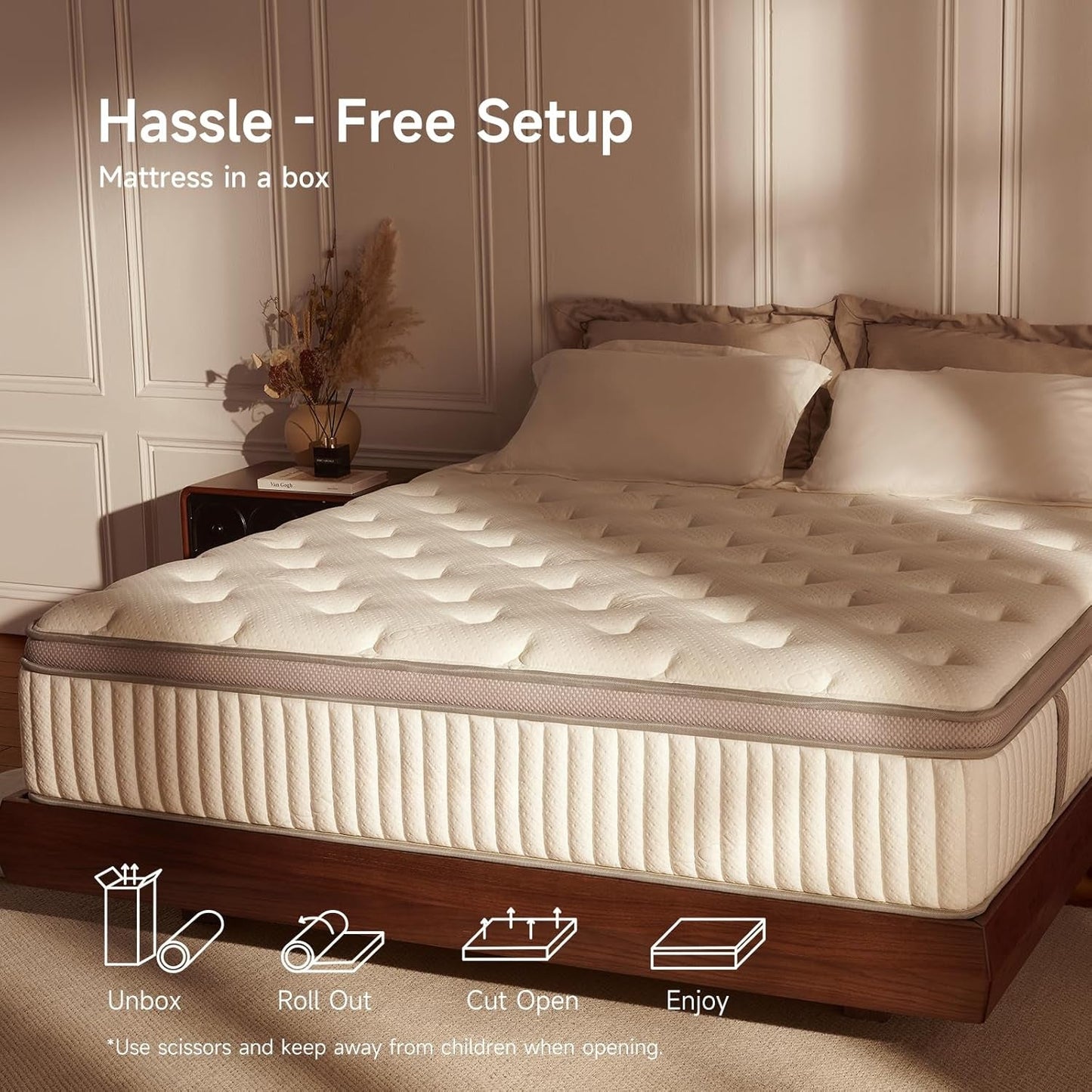 Queen Mattress, 12 Inch Queen Size Cool Memory Foam Mattresses for Pressure Relief, Designed for Queen Bed,Medium Firm Hybrid Mattress in a Box, Certipur-Us Certified