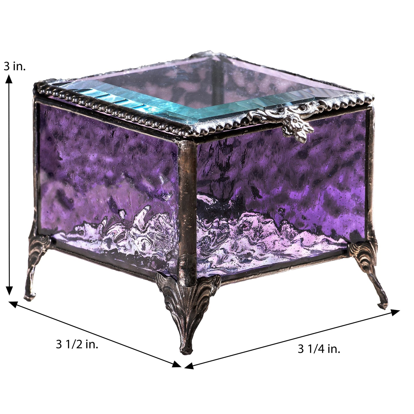 J Devlin - Purple Stained Glass Box Decorative Keepsake Jewelry Display - Box 836