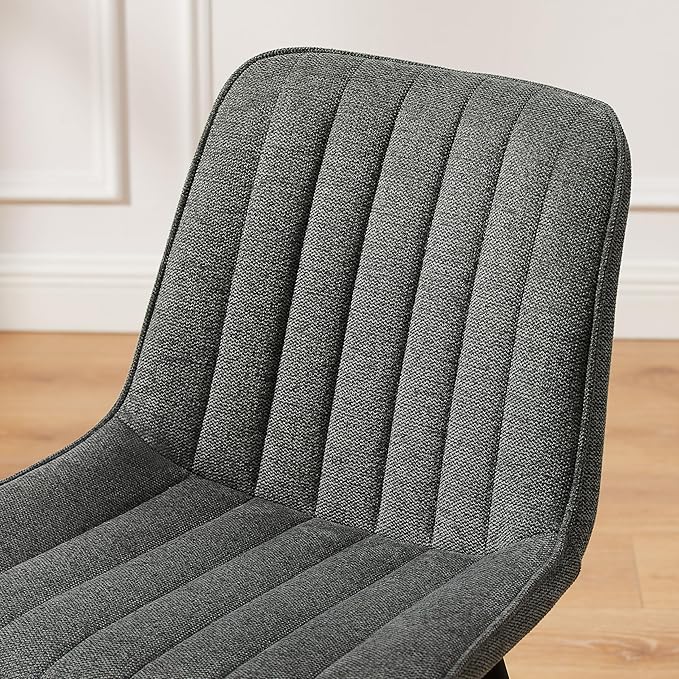Art Leon Swivel Dining Chairs Set of 2, Mid Century Modern Dining Room Chair, Fabric Upholstered Armless Chair with Wood Legs for Kitchen Living Room Bedroom, Dark Gray
