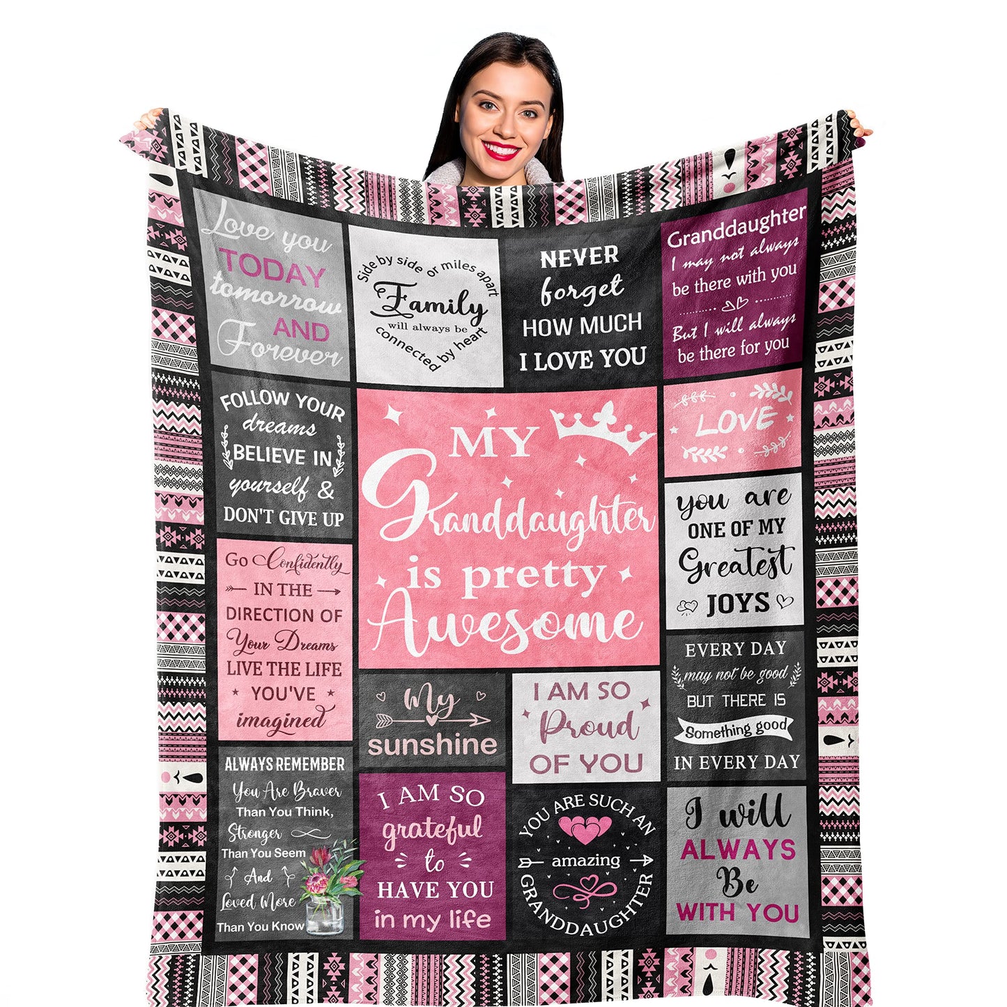 Ruvinzo Granddaughter Gifts from Grandma, Gift for Granddaughters, Granddaughter Present, Grand-Daughter Birthday Gifts Ideas, Grand-Daughter Blanket 60” x 50”