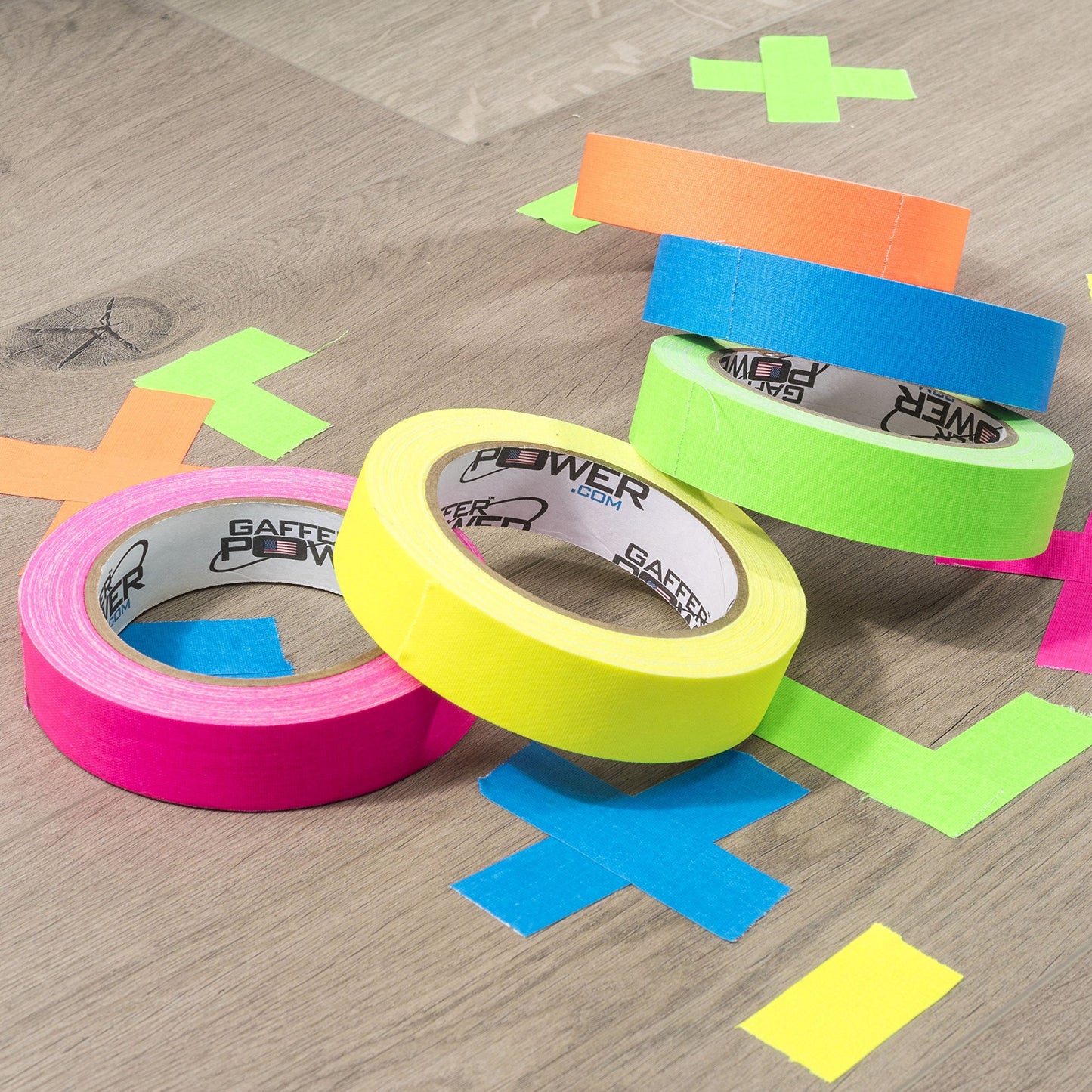 5-Pack Fluorescent Gaffer Tape | Leaves No Residue | Heavy Duty Pro Gaff Tape | Secures Cables, Holds Down Wires | Easy to Tear | Multipurpose | Weather Resistant. Made in The USA Gaff Tape