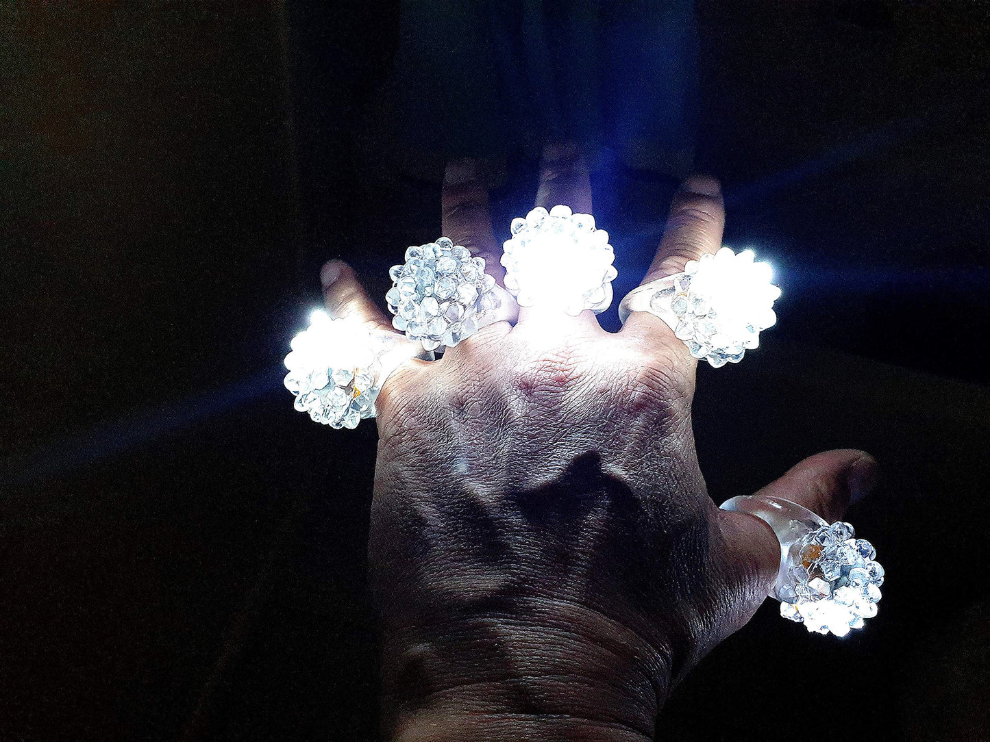 C&H Solutions Shining White Clear LED Flashing Jelly Bumpy Finger Rings (12 Ct)