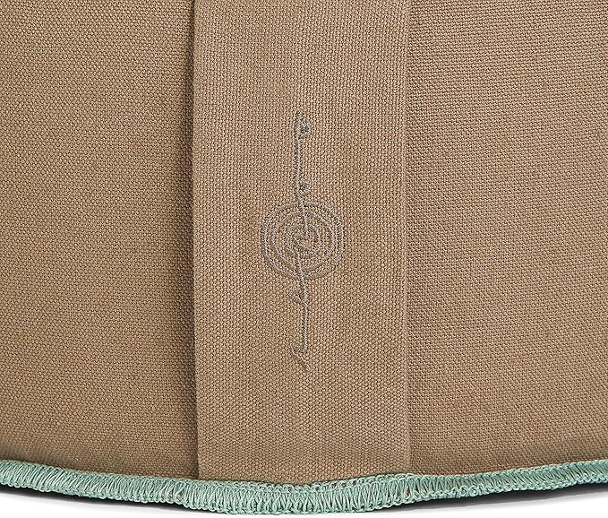 Organic Round Meditation Cushion by renoo - Durable Comfortable Cotton, Linen, Hemp - Modern Zafu - Buckwheat Floor Pillow Yoga Bolster in 15 Colors Removable Cover - 15 inches - Earth