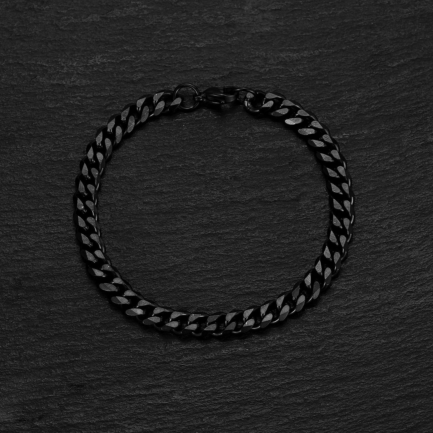 Love You This Much Promise Cuban Bracelet, Romantic Gift for Boyfriend, Appreciation Present for Boyfriend, Cute Small Gift for BF (Titan Black Finish)