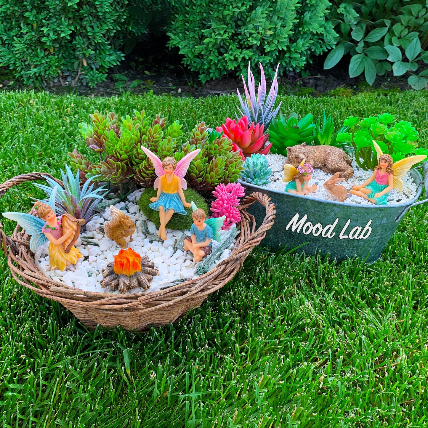 Mood Lab Fairy Garden - Miniature Fairies Figurines Accessories - Camping Kit of 9 pcs - Set for Outdoor or House Decor